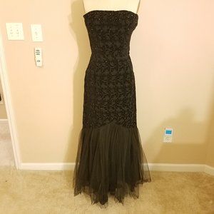 Vintage Strapless Black Evening Gown